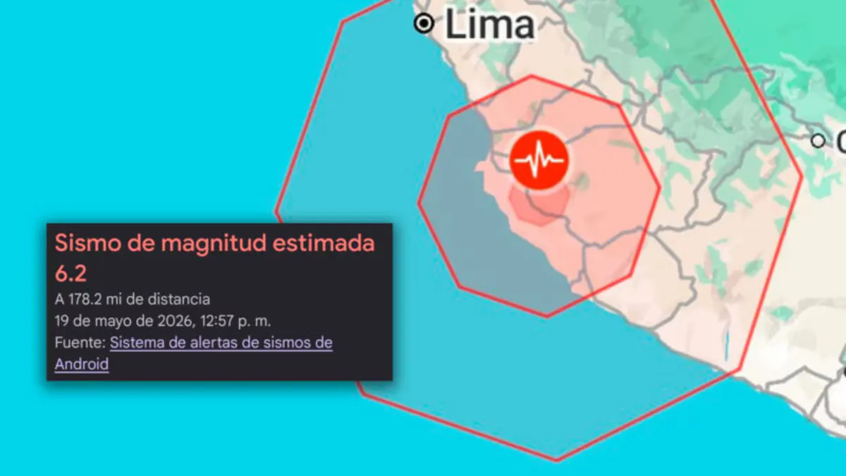 Telefono Android con una alerta sismica de Google en pantalla