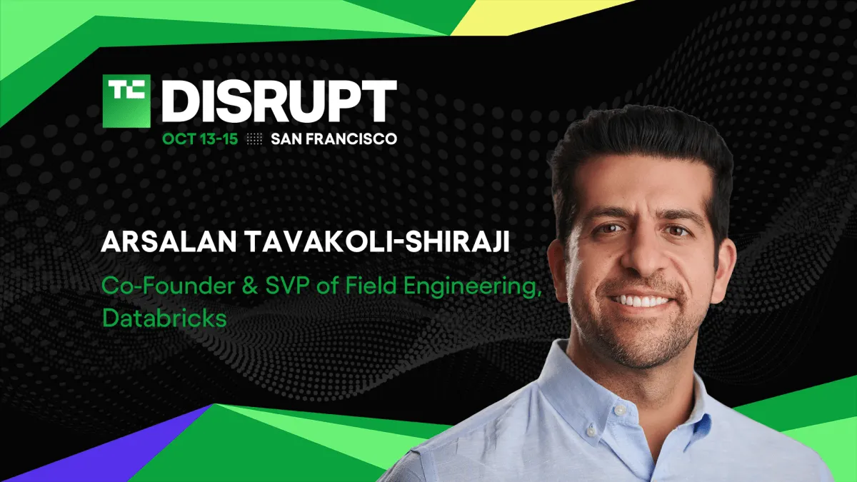 Grafica de TechCrunch Disrupt sobre IA empresarial y Databricks