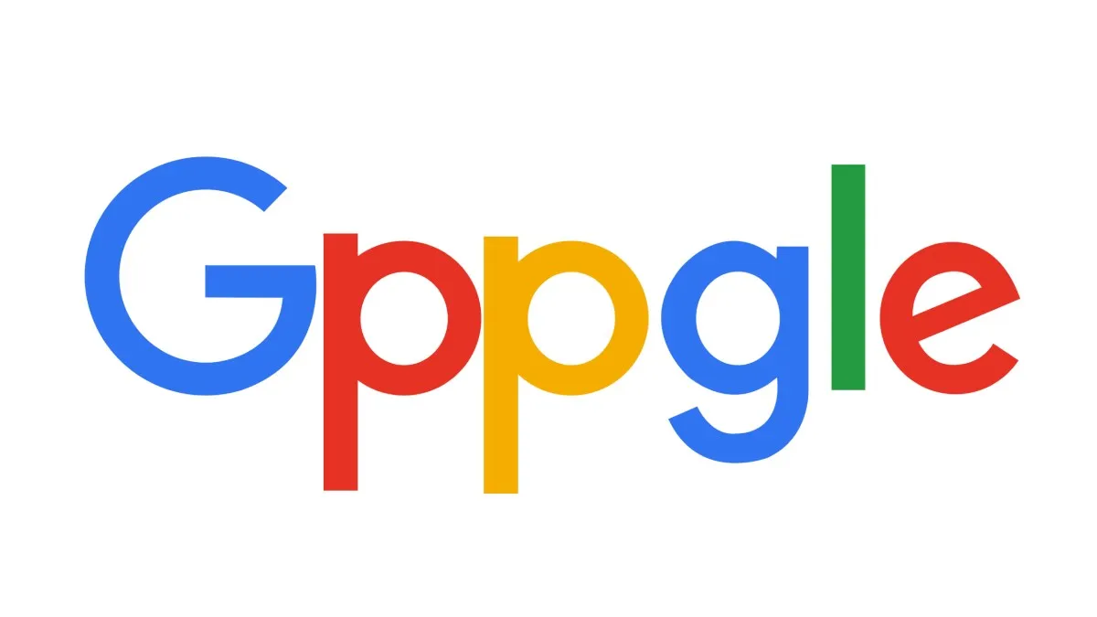 Grafica editada del logo de Google con errores de escritura